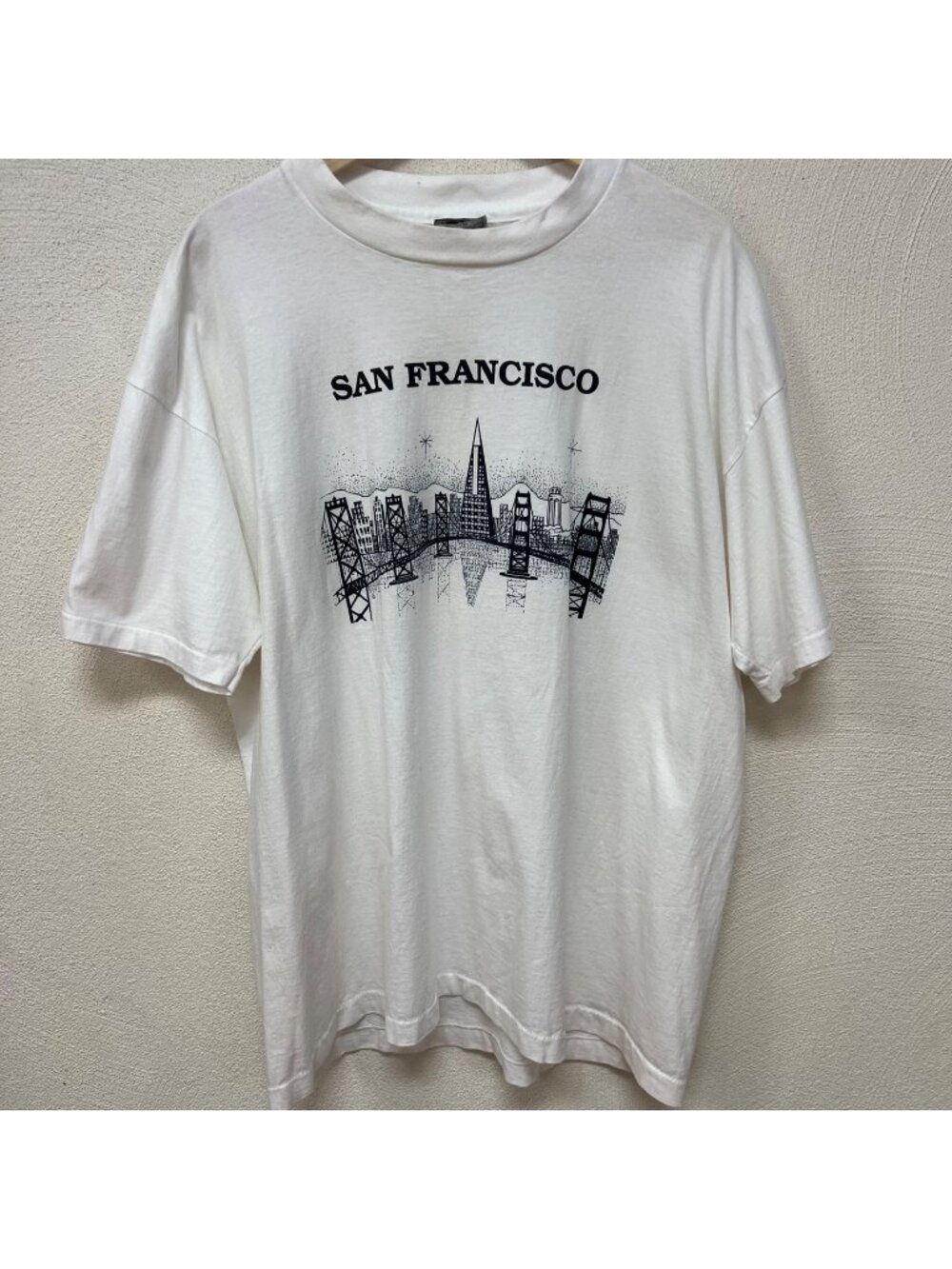 Vintage 90's San Francisco Skyline Tee Shirt White with Black Size XL